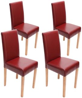 4er-Set Esszimmerstuhl Stuhl Küchenstuhl Littau ~ Leder, rot helle Beine