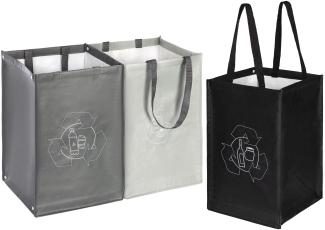 ONVAYA® Mülltrennsystem 3fach | Abfalltrennsystem aus Taschen | Einzelne Taschen für Papier, Plastik und Glas jeweils 44L | Einfach zu tragen und abzuwischen | Mülltrennsystem für die Küche