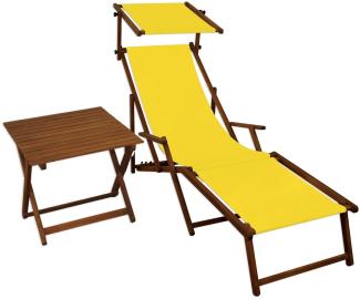Sonnenliege gelb Liegestuhl Fußteil Sonnendach Tisch Gartenliege Deckchair Strandstuhl 10-302 F S T