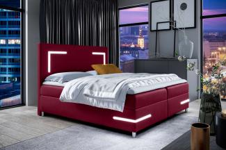 99rooms Sancho Boxspringbett 120x200 cm Velours MONOLITH Bordeaux