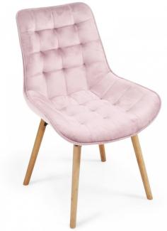 MIADOMODO® 4er-Set Esszimmerstühle gesteppt, Samt/Buchenholz rosa