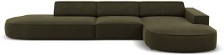 Micadoni 4-Sitzer Samtstoff Ecke rechts Sofa Jodie | Bezug Green | Beinfarbe Black Plastic