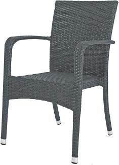 2x Garten Stapelstuhl Balkon Terrasse Stuhl Stühle Sessel Rattan Optik grau