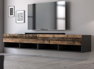 TV-Lowboard Epsom Used Wood und Matera grau hängend 200 cm
