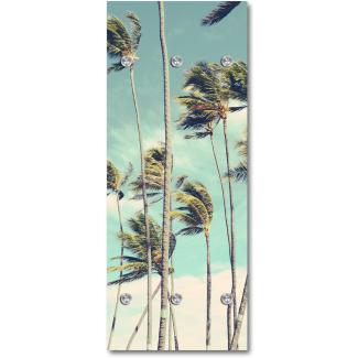 Queence Garderobe - "Palm B. " Druck auf hochwertigem Arcylglas inkl. Edelstahlhaken und Aufhängung, Format: 50x120cm
