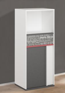 Highboard "Philosophy" Kommode 55cm weiß graphit rot mit Schrift Print