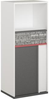 Highboard "Philosophy" Kommode 55cm weiß graphit rot mit Schrift Print