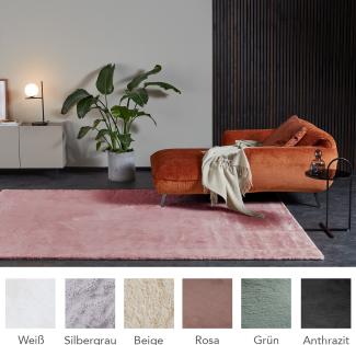 HOMESTORY Hochflorteppich eckig 200x290cm in rosa, flauschig, super-Soft und vegan, Shaggy modern pflegeleicht und einfarbig für Wohnzimmer, Schlafzimmer und Kinderzimmer