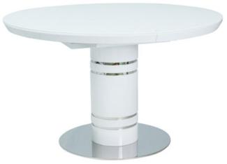 Esstisch Säulentisch Stratos 120-160x120x76cm weiß lackiert ausziehbar