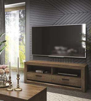 Lowboard "Baltica" TV-Unterschrank 147cm Lefkas Eiche schwarz MDF