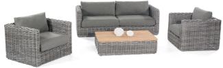 Sonnenpartner 4-teilige Lounge-Sitzgruppe Sands Aluminium mit Polyrattan charcoal Loungesitzgruppe