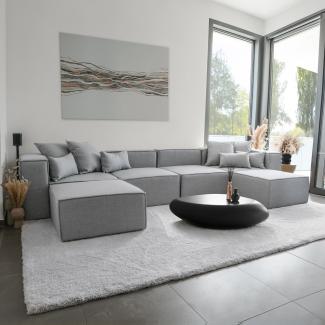 HOME DELUXE Modulares Sofa VERONA - Größe XXL Hellgrau - (BxHxL) 415, 68, 207 cm
