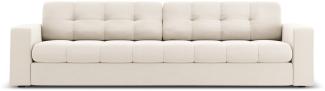 Micadoni 4-Sitzer Samtstoff Sofa Justin | Bezug Light Beige | Beinfarbe Black Plastic