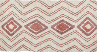 Teppich Baumwolle beige rosa 80 x 150 cm geometrisches Muster KASTAMONU