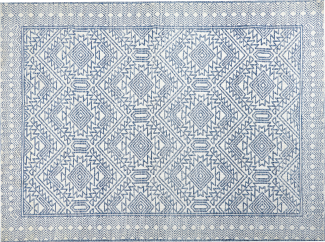 Teppich blau weiß 300 x 400 cm geometrisches Muster KAWAS