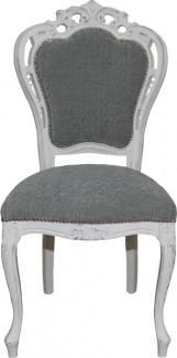 Casa Padrino Barock Esszimmer Stuhl ohne Armlehnen Grau / Antik Weiß - Designer Stuhl - Luxus Qualität