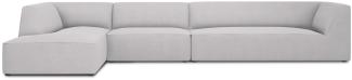 Micadoni 5-Sitzer Modular Ecke links Sofa Ruby | Bezug Light Grey | Beinfarbe Black Plastic