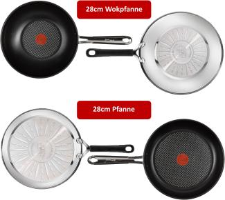 Tefal E76 Jamie Oliver Pfannenset- Pfanne 26cm & Wokpfanne 28cm 4 tlg, Set 11 - Pfannen Induktion