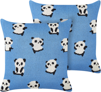 Kinderkissen aus Baumwolle mit Pandas Motiv Blau 45 x 45 cm 2er-Set TALOKAN