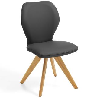 Niehoff Sitzmöbel Colorado Trend-Line Design-Stuhl Eichengestell - Leder - 180° drehbar Napoli anthrazit