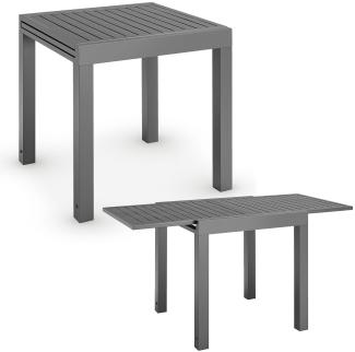 Juskys Gartentisch Laki 70x70 cm ausziehbar - Aluminium Esstisch zum Ausziehen - große Tischplatte - Alu Tisch Balkonmöbel Gartenmöbel Anthrazit