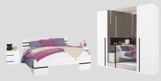 Schlafzimmer-Set Violla komplett 4-teilig weiß schwarz