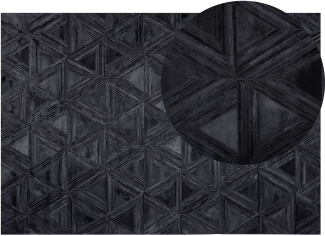 Teppich Kuhfell schwarz 160 x 230 cm geometrisches Muster KASAR