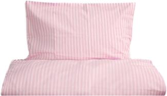 Gestreifte Bettwäsche mit Reißverschluss 155x200 cm, Kissenbezug 80x80 cm Rosa
