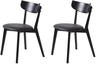 Stuhl >PERO< (2er Set) in schwarz aus Eiche - 48x81x50cm (BxHxT)