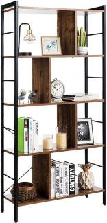 COSTWAY Bücherregal mit 5 Ebenen, industrielles Design, 74x30x154,5cm