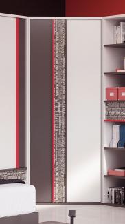 Eckschrank "Philosophy" Kleiderschrank 95x95cm weiß graphit rot mit Schrift Print
