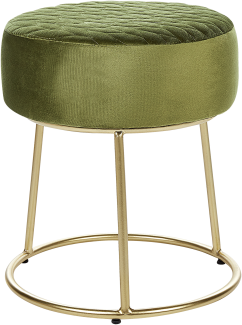 Hocker Samtstoff olivgrün gold rund ⌀ 35 cm DELCO