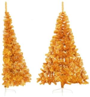Künstlicher Halb-Weihnachtsbaum mit Ständer Gold 180 cm PVC