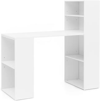 KADIMA DESIGN Schreibtisch mit Regal BRENTA - Großzügige Arbeitsfläche für optimale Organisation und Funktionalität im Büro. Farbe: Weiß