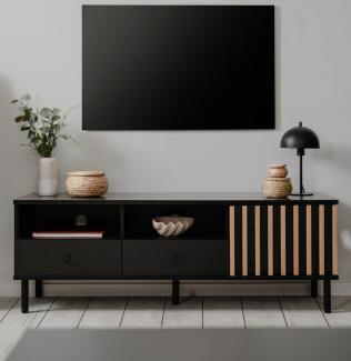 TV-Lowboard Biella in schwarz und Eiche 138 cm