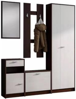 Garderobe Maja Dielenset mit Spiegel 160x26s191cm nussbaum dunkel sibiu lärche