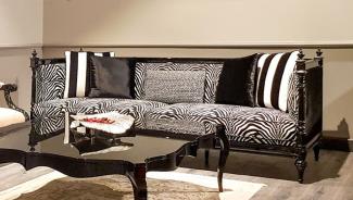Casa Padrino Luxus Barock Sofa Zebra / Schwarz - Handgefertigtes Wohnzimmer Sofa im Barockstil
