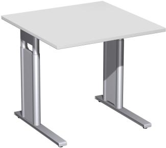 Schreibtisch 'C Fuß Pro' höhenverstellbar, 80x80cm, Lichtgrau / Silber