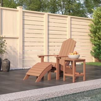 vidaXL Adirondack-Gartenstuhl mit Hocker & Tisch HDPE Braun