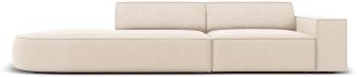 Micadoni 3-Sitzer Links Samtstoff Sofa Jodie | Bezug Light Beige | Beinfarbe Black Plastic