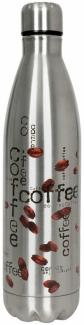 Könitz Flasche Hot Bottle - Coffee Collage, Thermoflasche, Outdoorflasche, Doppelwandig mit Verschluss, Edelstahl, Silbern, 750 ml, 11 9 245 0873