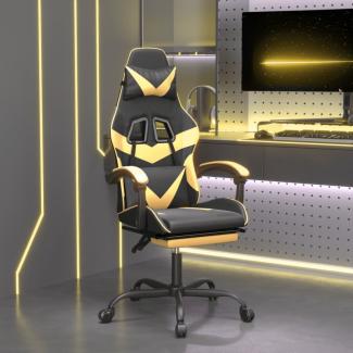 vidaXL Gaming-Stuhl mit Fußstütze Drehbar Schwarz & Golden Kunstleder [349557]