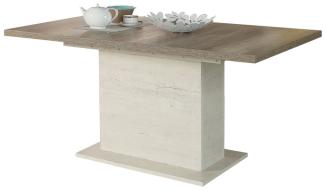 Säulentisch Durio 16 Pinie weiß 160(200)x90x77 cm Esszimmertisch Tisch