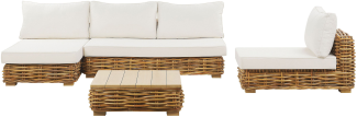 Lounge Set Rechtsseitig Rattan Goldbraun VARALLO