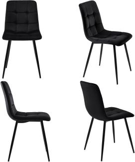Merax Esszimmerstuhl (4 St), Schwarz,4er-Set Polsterstuhl Design Stuhl mit Rückenlehne,Sitzfläche aus Samt Gestell aus Metall