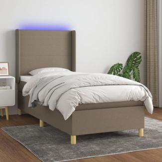 Boxspringbett mit Matratze & LED Taupe 90x190 cm Stoff (Farbe: Taupe)