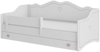 Kinderbett MEKA B + Matratze, 80x160, Weiß/rosa