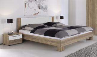Bettanlage Bett Doppelbett 180 x 200 cm inkl. 2 Nachtkommoden Martina Eiche Sägerau Nb. / Weiß