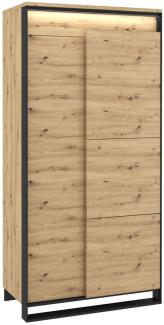 Kleiderschrank Quant Stauraumschrank 95x50x195cm eiche artisan schwarz MDF grifflos