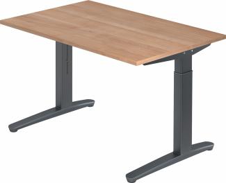 bümö® Design Schreibtisch XB-Serie höhenverstellbar, Tischplatte 120 x 80 cm in Nussbaum, Gestell in graphit